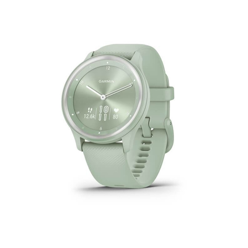 Garmin Vivomove Sport Cool Mint Case and Silicone Band with Silver Accents (010-02566-03)