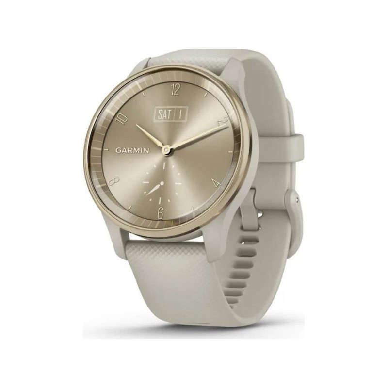 Garmin Vivomove Trend Cream Gold Stainless Steel Bezel with French Gray Case and Silicone  (010-0266