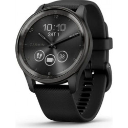 Garmin Vivomove Trend Slate Stainless Steel Bezel with Black Case and Silicone Band (010-02665-00)