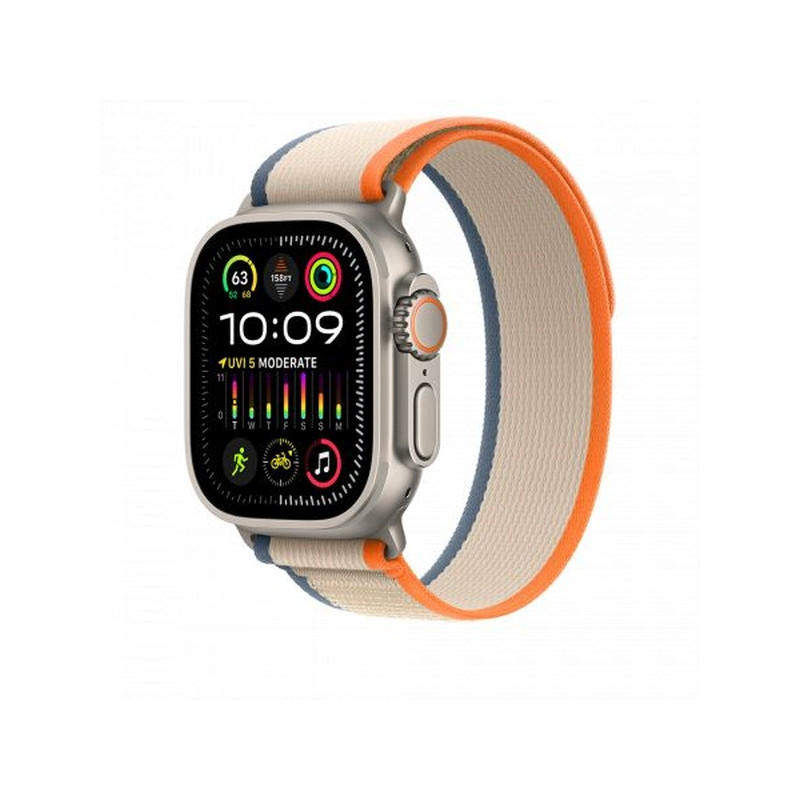 Apple Watch Ultra 2 Cellular 49mm Titanium Case with Orange/Beige Trail Loop S/M (MRF13)