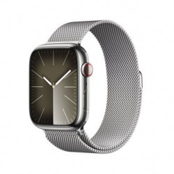 Apple Watch S9 Cellular 45mm Silver Stainless Steel Case with Silver Milanese Loop (MRMQ3)
