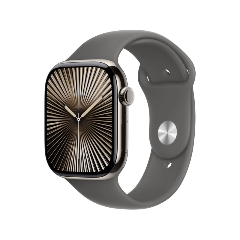 Apple Watch S10 Cellular 46mm Natural Titanium Case with Stone Grey Sport Band M/L (MWYA3)