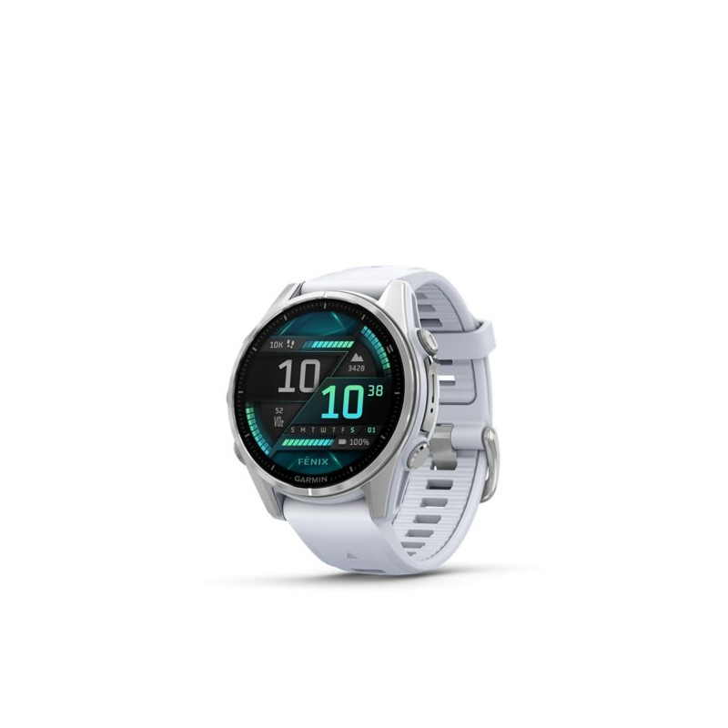 Garmin fenix 8 Silver with Whitestone Silicone Band (010-02903-00)